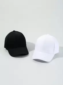2pcs Solid Baseball Cap - Black and White - View 1