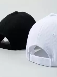 2pcs Solid Baseball Cap - Black and White - View 2