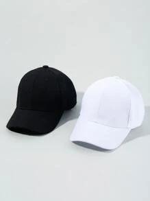 2pcs Solid Baseball Cap - Black and White - View 3