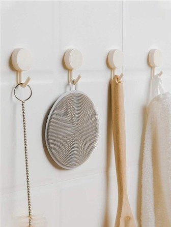 1 件/5 件白色小圆形粘性挂钩，多用途家用自粘式墙钩，无损，欧式风格