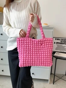 Neon Pink Ruched Detail Shopper Bag pink - Pink - View 1