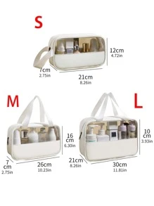 1pc Portable Toiletry Storage Bag, PVC Clear Storage Bag For Home And Travel - White - View 4