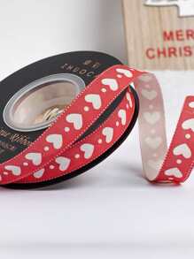 1 Rolle Geschenkband mit Herz und Punktdruck, moderner Polyester Geschenkstreifen für Partys