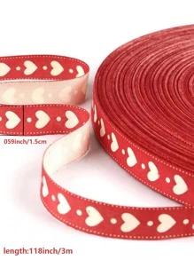 1 Rolle Geschenkband mit Herz und Punktdruck, moderner Polyester Geschenkstreifen für Partys