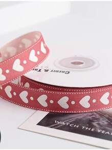 1 Rolle Geschenkband mit Herz und Punktdruck, moderner Polyester Geschenkstreifen für Partys