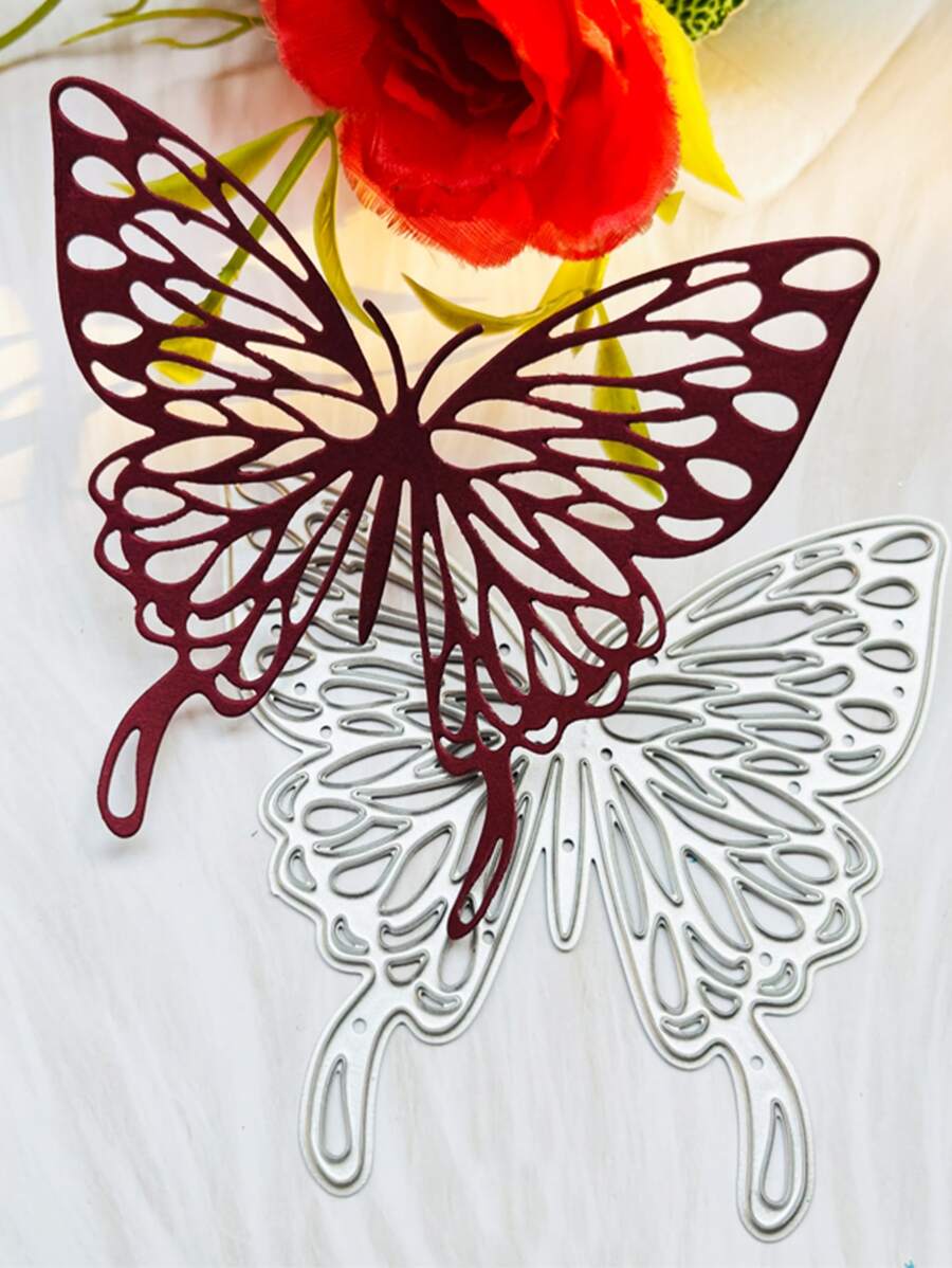 1 Bướm Thiết Kế Cắt Chết Tối Giản Thép Hadfield Tự Khắc Stencil Thủ Công Chết Cho Thủ Công - Bạc - Xem 1