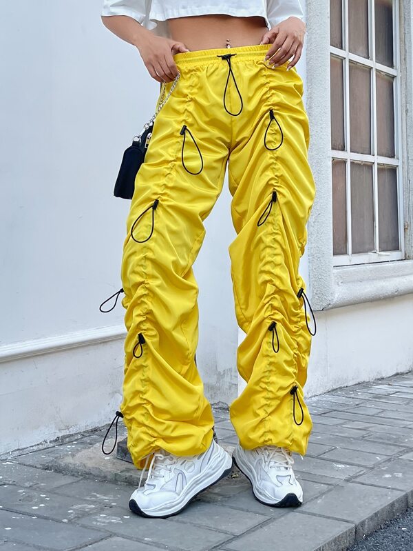 SHEIN Coolane Gorpcore Drawstring Waist Ruched Parachute Pants SHEIN USA