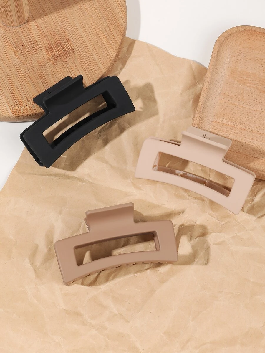 3 件套镂空矩形发夹，适合浓密头发，强力定型发夹，蝴蝶发夹发夹时尚发饰，适合女士休闲 Y2k 秋冬爪夹，适合度假装扮