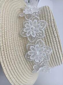 1 cuộn Ngọc Trai Giả Trang Trí Hoa Thiết Kế May Dải Đơn Giản Polyester Phối Ren Dây May - trắng - Xem 3