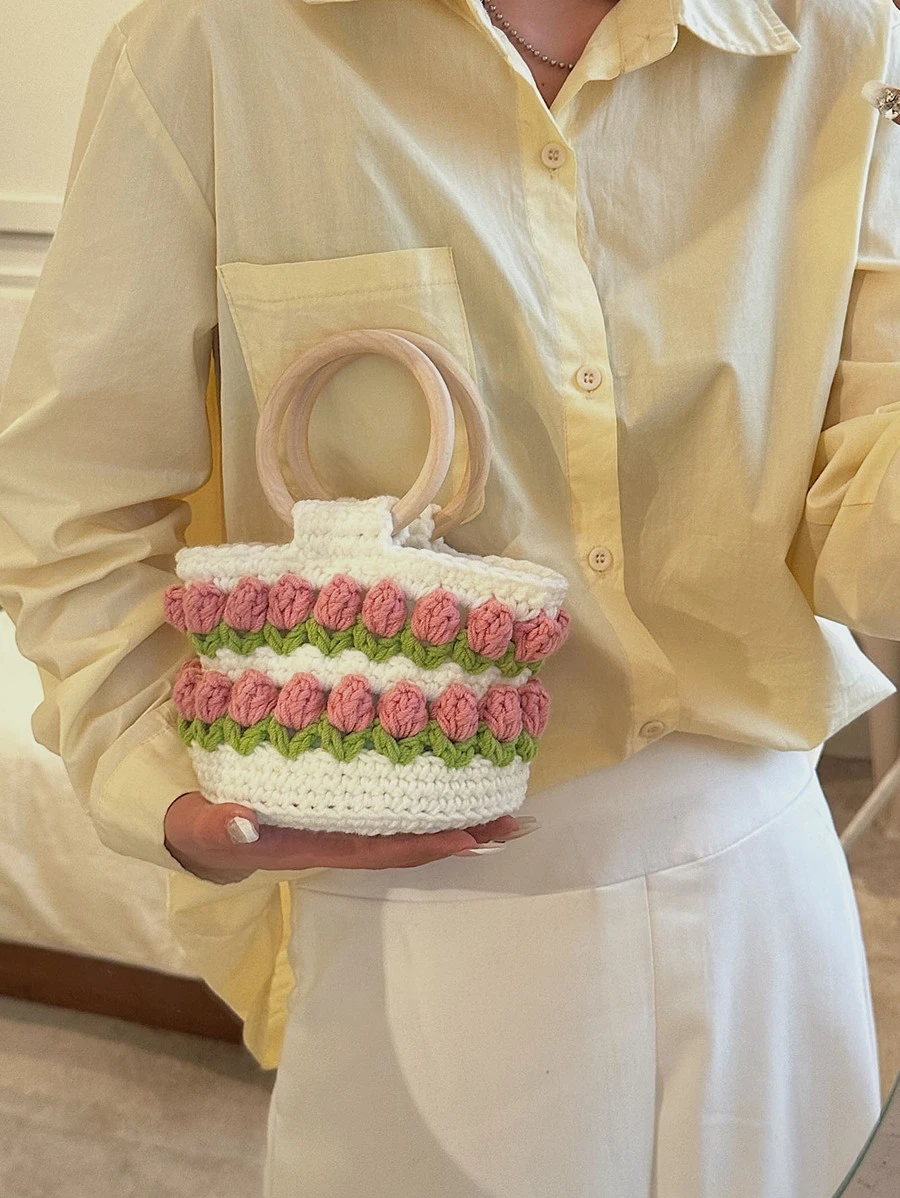 Túi móc trang trí hoa - Nhiều màu - Xem 1