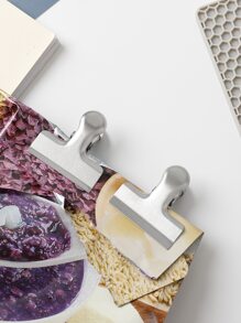 1入組不銹鋼密封極簡素色銀手動食品密封夾