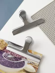 1入組不銹鋼密封極簡素色銀手動食品密封夾