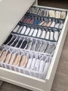 1 caja de almacenamiento de cajón de poliamida, caja de almacenamiento de ropa interior de cajón plegable multifunción gris para el hogar - Gris - Ver 6