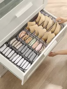 1 caja de almacenamiento de cajón de poliamida, caja de almacenamiento de ropa interior de cajón plegable multifunción gris para el hogar - Gris - Ver 1