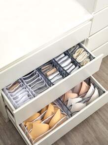1 caja de almacenamiento de cajón de poliamida, caja de almacenamiento de ropa interior de cajón plegable multifunción gris para el hogar - Gris - Ver 2
