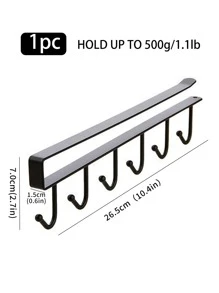 1Pc 6 Móc Treo Kệ, Tủ Quần Áo Tủ Kim Loại Dưới Kệ, cốc Móc Treo Phòng Tắm Nhà Bếp Tổ Chức Giá Treo Giá Đỡ - màu đen - Xem 4