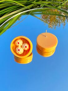 Cartoon Steamed Stuffed Bun Decor Stud Earrings - Multicolor - View 2