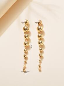 1pair Exaggerated Faux Pearl Pendant Earrings - Yellow Gold - View 3