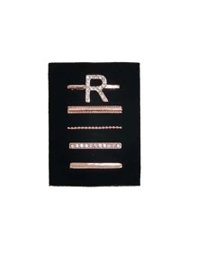 5 piezas Anillo de correa de reloj con diamante de imitación con diseño de letra