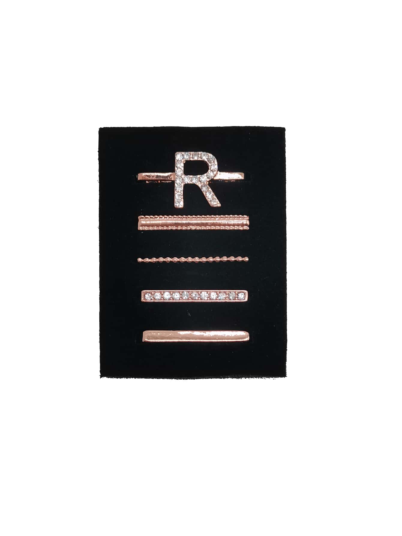 5 piezas Anillo de correa de reloj con diamante de imitación con diseño de letra