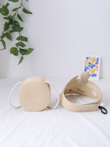 女孩卡通圖案草編包帶草編帽