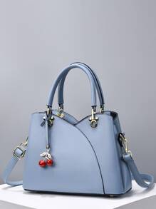 Lightweight, Portable Casual, Fashion Stitching Detail Handbag, Fashion Artificial Leather Crossbody Bag, Women's Office & Work Purse for Women, Rookies & White-collar Workers For Girls, Women, College Students, Rookies & White-collar Workers For Fall, Winter Essential, For Work, Office, Commute, For Autumn & Winter, Outdoors - Blue - View 1