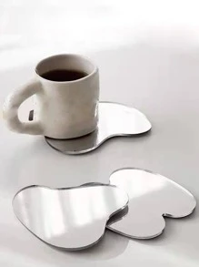 3入組裝銀色幾何形狀杯墊極簡主義PMMA杯墊適用於書桌桌子 - 銀色 - 查看 2