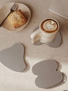 3入組裝銀色幾何形狀杯墊極簡主義PMMA杯墊適用於書桌桌子 - 銀色 - 查看 3