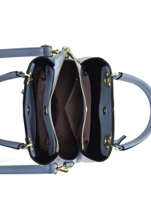 Lightweight, Portable Casual, Fashion Stitching Detail Handbag, Fashion Artificial Leather Crossbody Bag, Women's Office & Work Purse for Women, Rookies & White-collar Workers For Girls, Women, College Students, Rookies & White-collar Workers For Fall, Winter Essential, For Work, Office, Commute, For Autumn & Winter, Outdoors - Blue - View 4