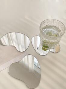 3入組裝銀色幾何形狀杯墊極簡主義PMMA杯墊適用於書桌桌子 - 銀色 - 查看 7
