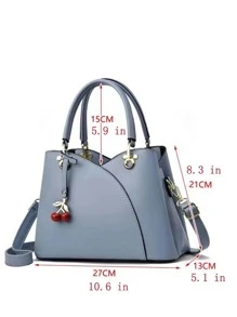 Lightweight, Portable Casual, Fashion Stitching Detail Handbag, Fashion Artificial Leather Crossbody Bag, Women's Office & Work Purse for Women, Rookies & White-collar Workers For Girls, Women, College Students, Rookies & White-collar Workers For Fall, Winter Essential, For Work, Office, Commute, For Autumn & Winter, Outdoors - Blue - View 5
