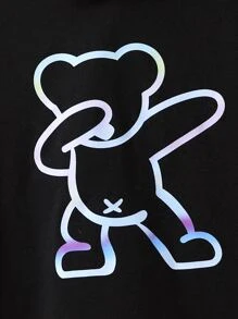 Baby Bear Print Hooded Tee - Black - View 3