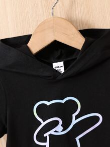 Baby Bear Print Hooded Tee - Black - View 4