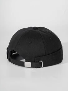 Men Solid Docker Hat - Black - View 2