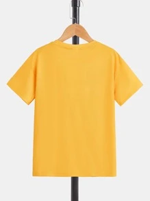 SHEIN Boys Figure & Slogan Graphic Tee - Yellow - View 2