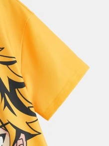 SHEIN Boys Figure & Slogan Graphic Tee - Yellow - View 4