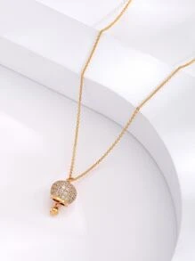 1 chiếc dây chuyền mặt chuông đính đá Zirconia thời trang, đa năng, thanh lịch, tối giản. - Vàng - Xem 3