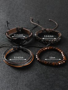 Hombres Pulsera decoración cruzada - Café - Ver 4