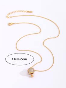 1 chiếc dây chuyền mặt chuông đính đá Zirconia thời trang, đa năng, thanh lịch, tối giản. - Vàng - Xem 4