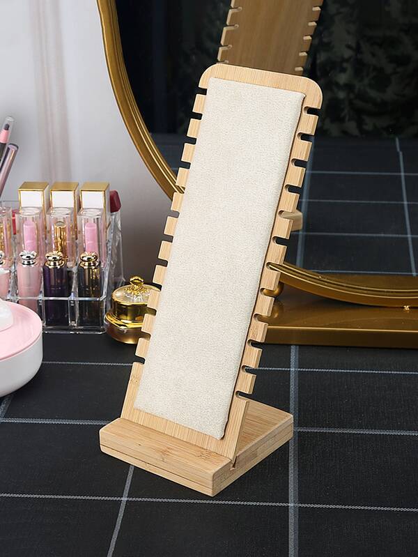 1pc Wooden Jewelry Storage Rack, Minimalist Rectangle Necklace Storage
