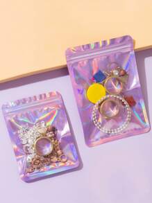 20pcs/Set Plastic Jewelry Storage Bag, Holographic Jewelry Organizer For Home, Gift For Valentine's Day Back To School