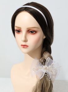 Băng đô cưới chắc chắn & Trang trí nơ Kẹp tóc cô dâu - trắng - Xem 1