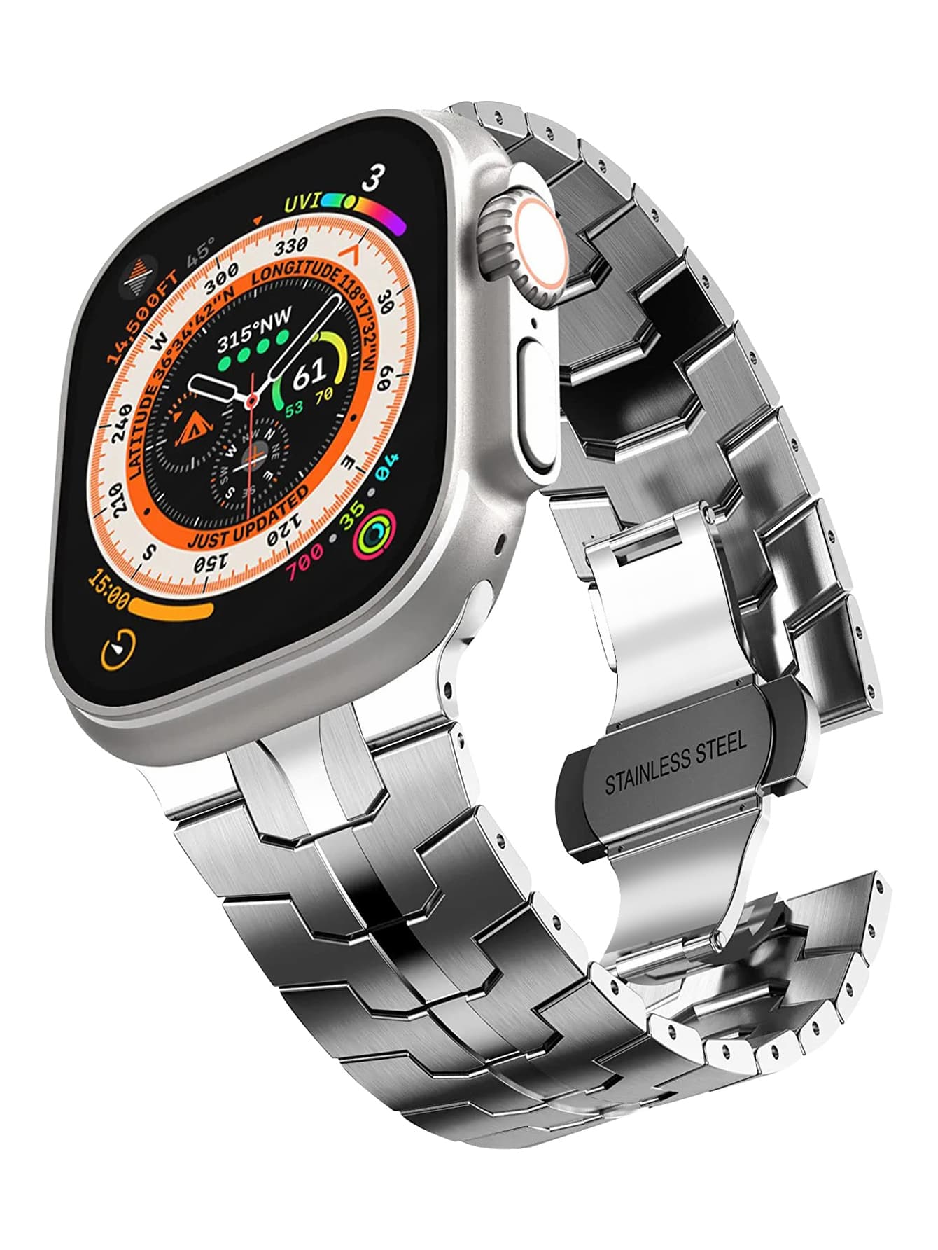 金屬錶帶適用於Apple Watch - 銀色 - 查看 1