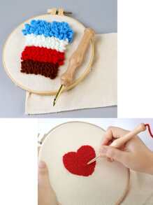 Size 35 Wooden Handle Punch Needle + Threader - Apricot - View 1