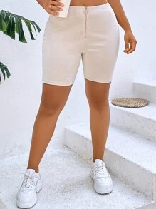 Calvaya Plus Zip Fly O-ring Cycling Shorts - Beige - View 4