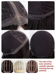 T-shape Lace Center-parting Front Long Curly Wig, 13*4*1 Black Brown Semi-machine Made Wig For Daily Wear, Natural And Realistic - Brown - View 7