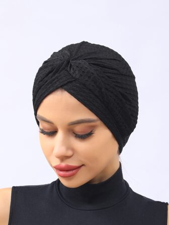 單層頭巾帽純色百褶頭巾帽優雅休閒齋戒月頭巾時尚中性帽頭巾頭飾腦袋罩布頭巾帽子