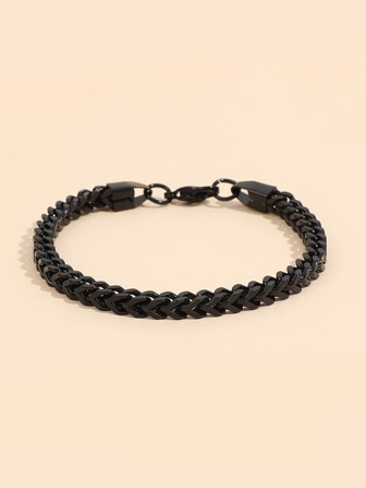 時尚流行1入組男士簡約手鍊，不銹鋼首飾，適合珠寶禮物和時尚外觀