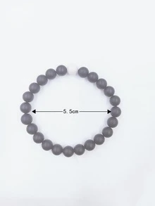 Stone Beaded Bracelet - Black and White - View 3