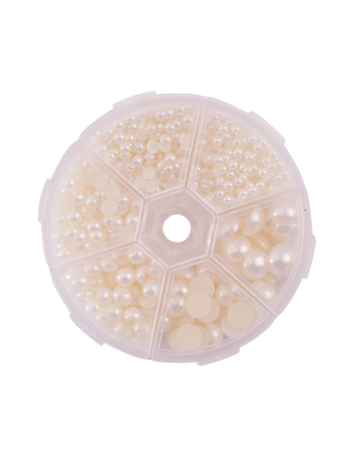 1盒各種尺寸的仿珍珠，塑料半圓形散珠，適用於指甲藝術，DIY手工藝與服裝飾品 - 米色 - 查看 1